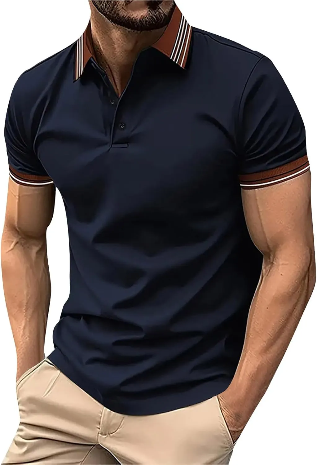 Mens Athletic Short Sleeve Polo Shirts 2025 Casual Golf Shirts Buttons Collared Solid T Shirts with Pocket