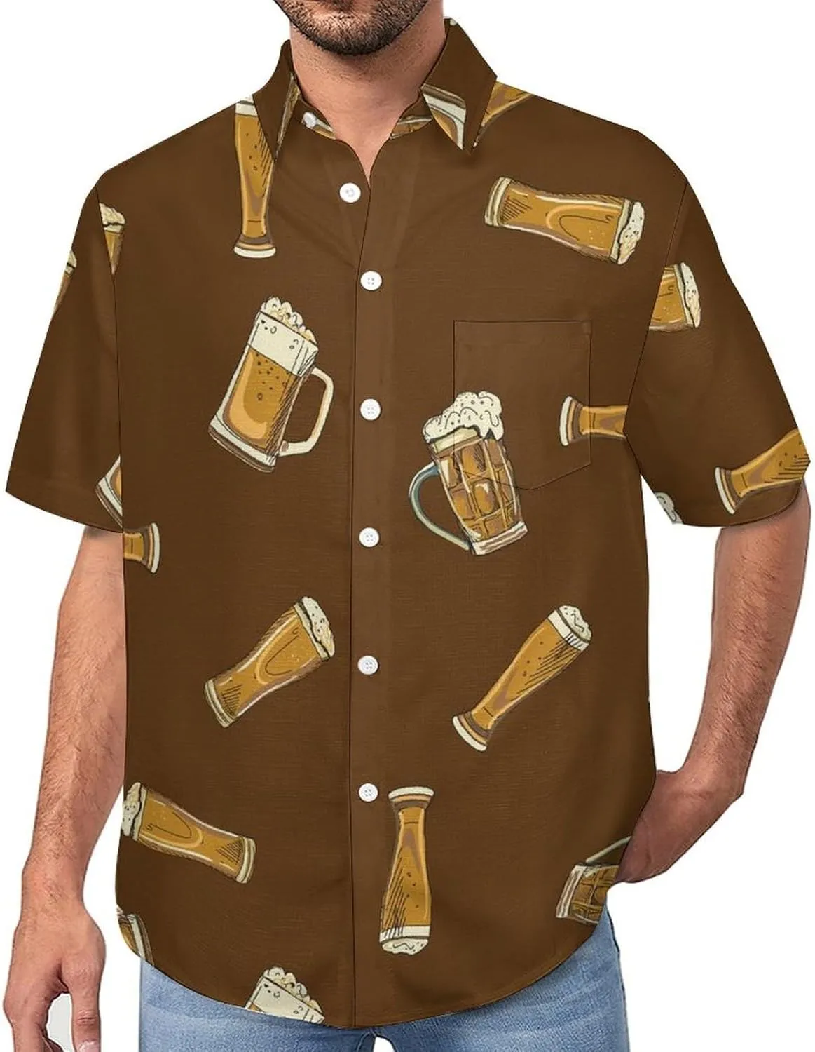 Men's Button Down Shirts Cute and Funny Cucumber Short Sleeve Casual Shirts Summer Beach Shirts with Pocket
