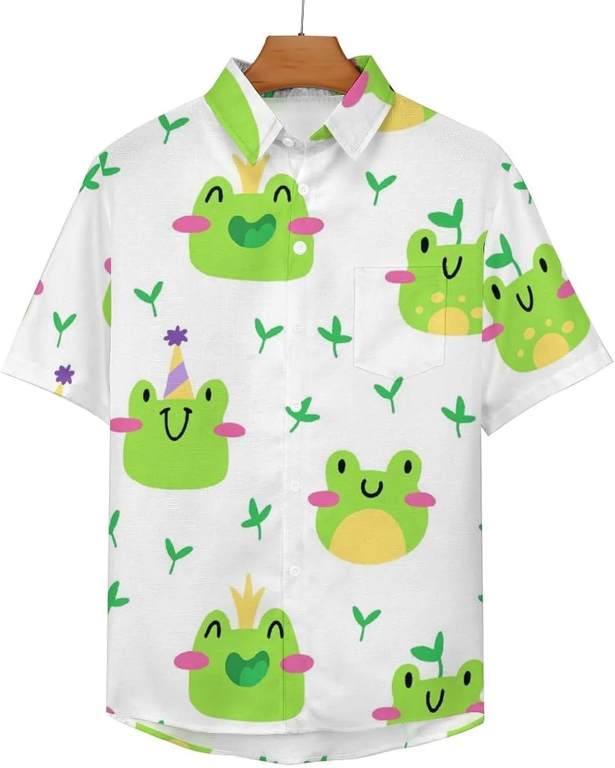 Men's Button Down Shirts Cute and Funny Cucumber Short Sleeve Casual Shirts Summer Beach Shirts with Pocket