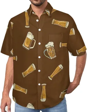 Men's Button Down Shirts Cute and Funny Cucumber Short Sleeve Casual Shirts Summer Beach Shirts with Pocket
