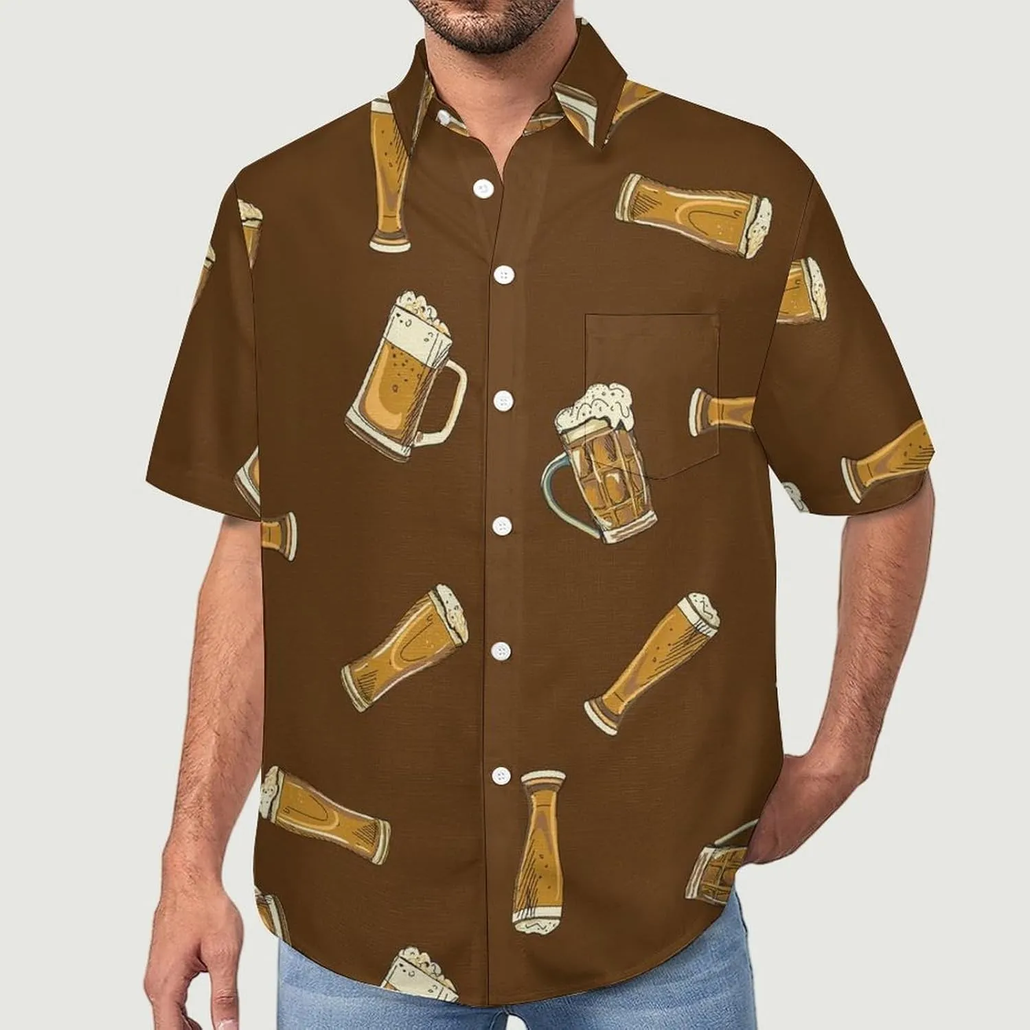 Men's Button Down Shirts Cute and Funny Cucumber Short Sleeve Casual Shirts Summer Beach Shirts with Pocket