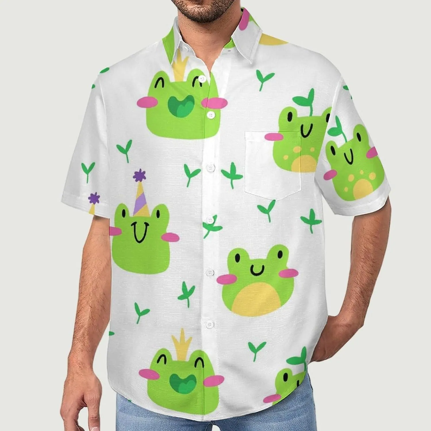 Men's Button Down Shirts Cute and Funny Cucumber Short Sleeve Casual Shirts Summer Beach Shirts with Pocket