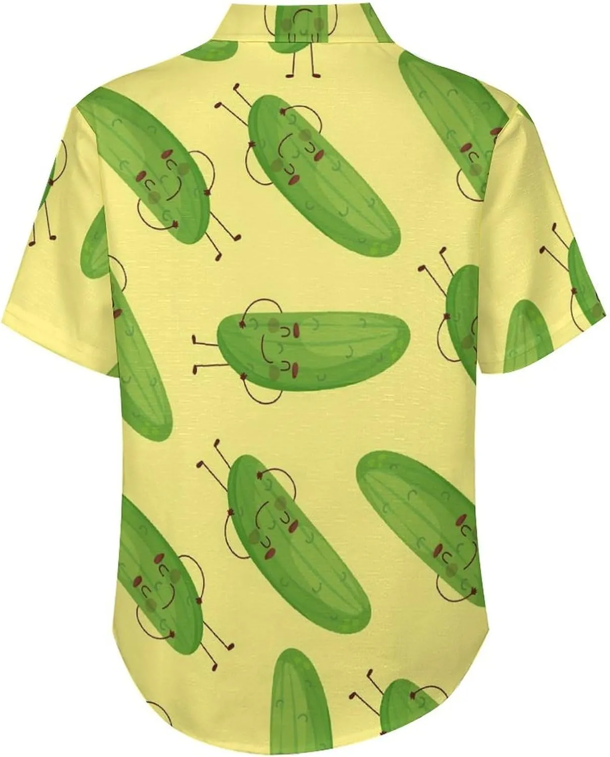 Men's Button Down Shirts Cute and Funny Cucumber Short Sleeve Casual Shirts Summer Beach Shirts with Pocket