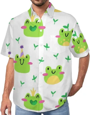 Men's Button Down Shirts Cute and Funny Cucumber Short Sleeve Casual Shirts Summer Beach Shirts with Pocket