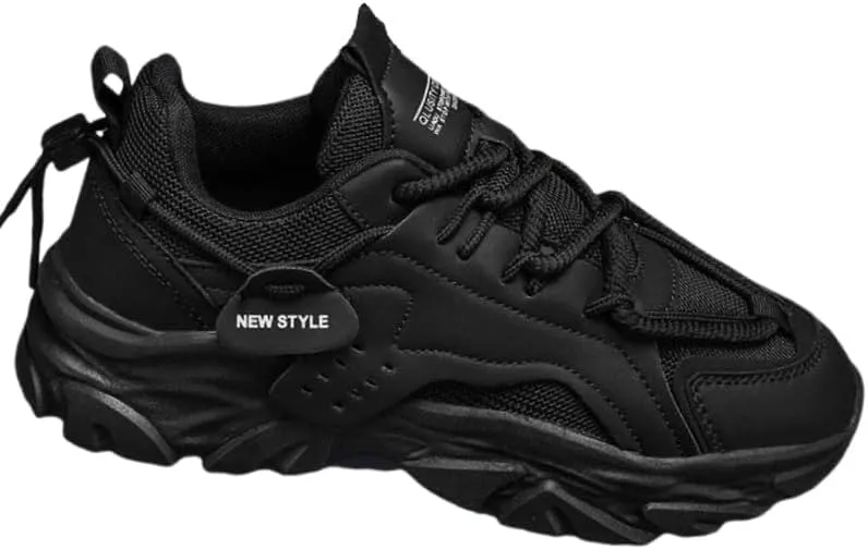 Men's Casual Cool Solid Color Thick Bottom Sneakers, Wear-Resistant Non-Slip Running Shoes for All Seasons