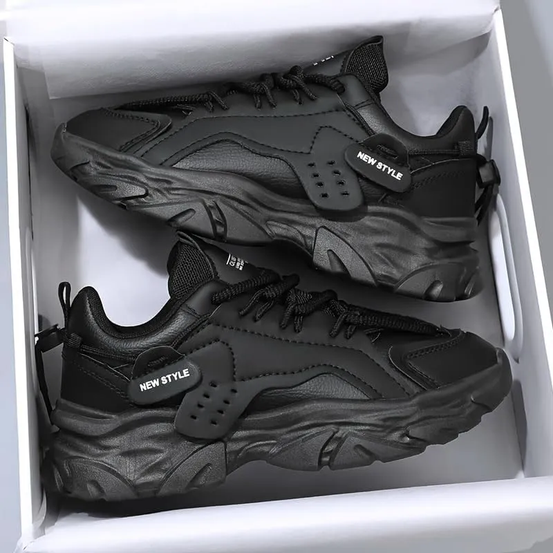 Men's Casual Cool Solid Color Thick Bottom Sneakers, Wear-Resistant Non-Slip Running Shoes for All Seasons