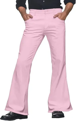 Mens Casual Pants Flare Pants Solid Color Outdoor Stretch Comfortable Hiking Comfy Wide Leg Disco Pant with Pockets