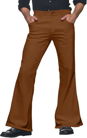 Mens Casual Pants Flare Pants Solid Color Outdoor Stretch Comfortable Hiking Comfy Wide Leg Disco Pant with Pockets