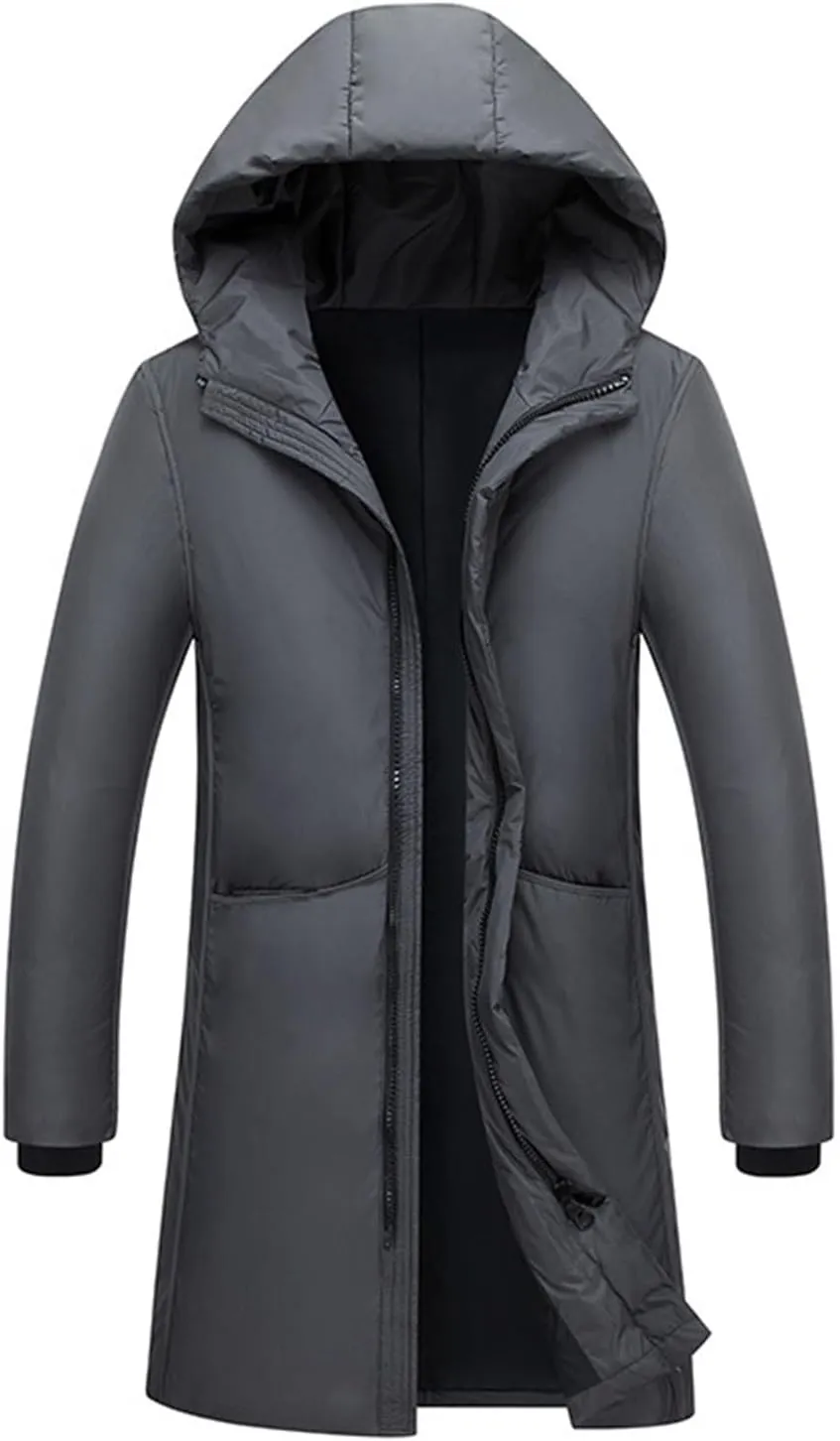 Men's Down Jacket Long Casual Thickened Cotton Padded Jacket Fashion Trend Winter Coat Men's Winter with Hood