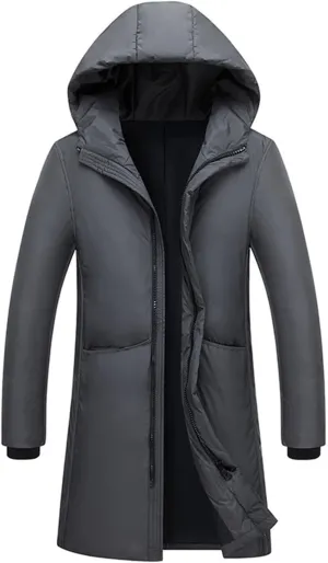 Men's Down Jacket Long Casual Thickened Cotton Padded Jacket Fashion Trend Winter Coat Men's Winter with Hood