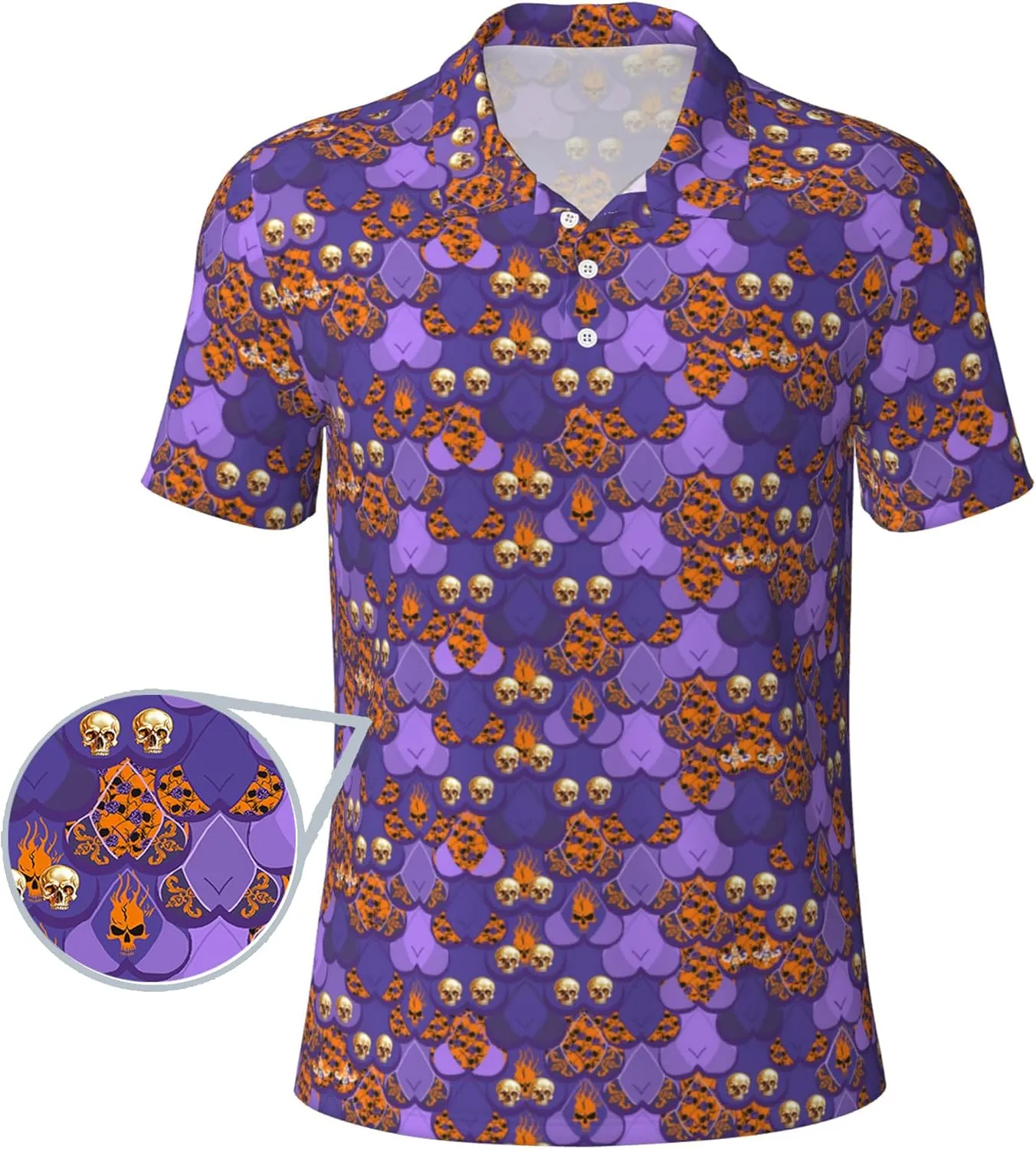 Men's Funny Golf Shirts Hawaiian Golf Polo Shirts Performance Moisture Wicking Quick Dry Athletic Short Sleeve Shirts