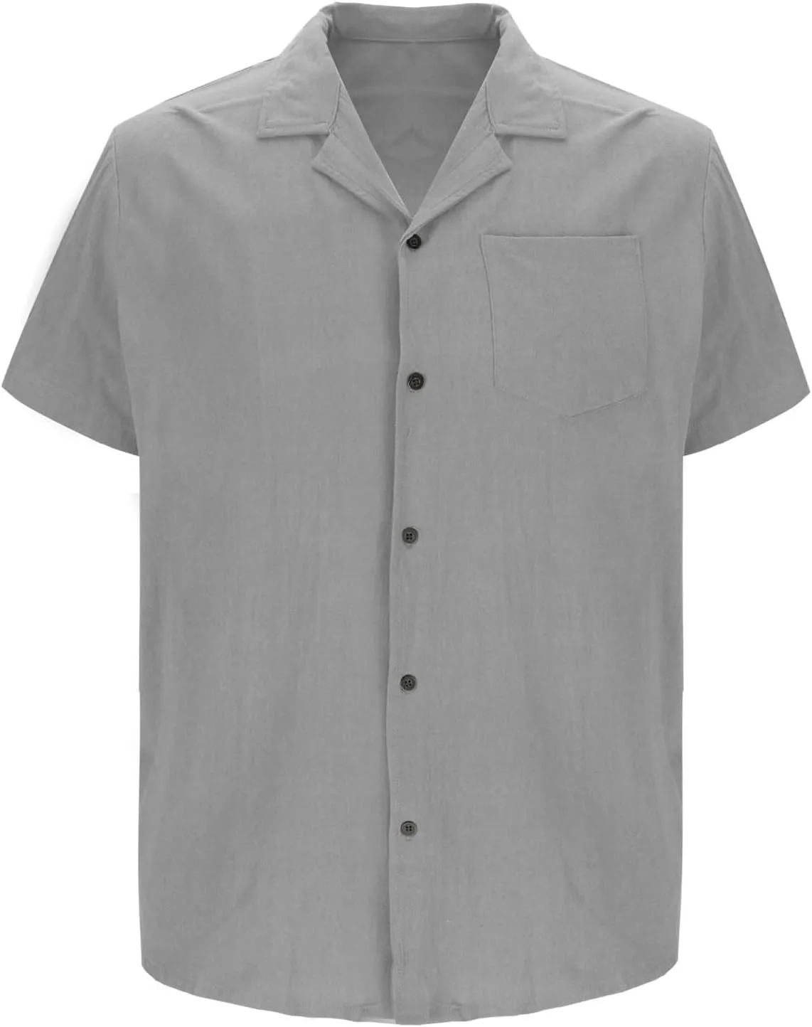Men's Linen Shirts Short Sleeve Casual Shirts Solid Button Down Shirts Vacation Beach Summer Tops with Pocket