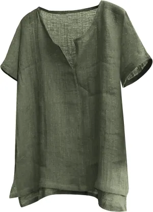 Mens Linen Shirts Short Sleeve Summer Beach Shirts Lightweight Comfy Casual Holiday Shirt Loose Yoga Shirts Trendy