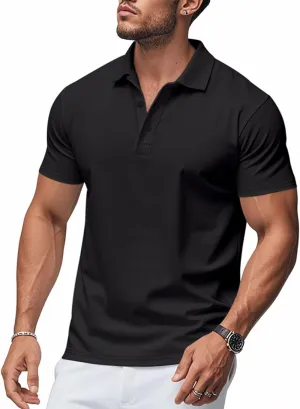 Men's Polo Shirts Short Sleeve Collared Golf Tops Fashion Casual Raglan