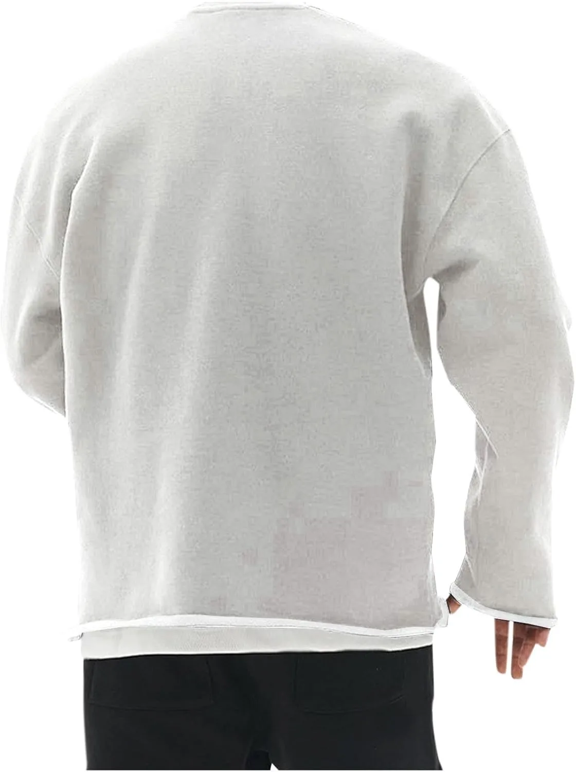 Mens Solid Color Crewneck Long Sleeve T-Shirt Oversized Casual Pullover Top Loose Fit Comfy Shirts Y2k Streetwear