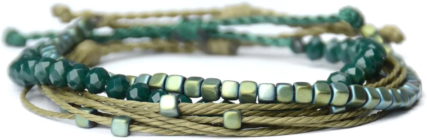Mezcla Vida 3 Pcs Handmade Women's Stackable Bracelet Set, Adjustable Rope Bracelets Bracelets with Hematite and Glass Beads