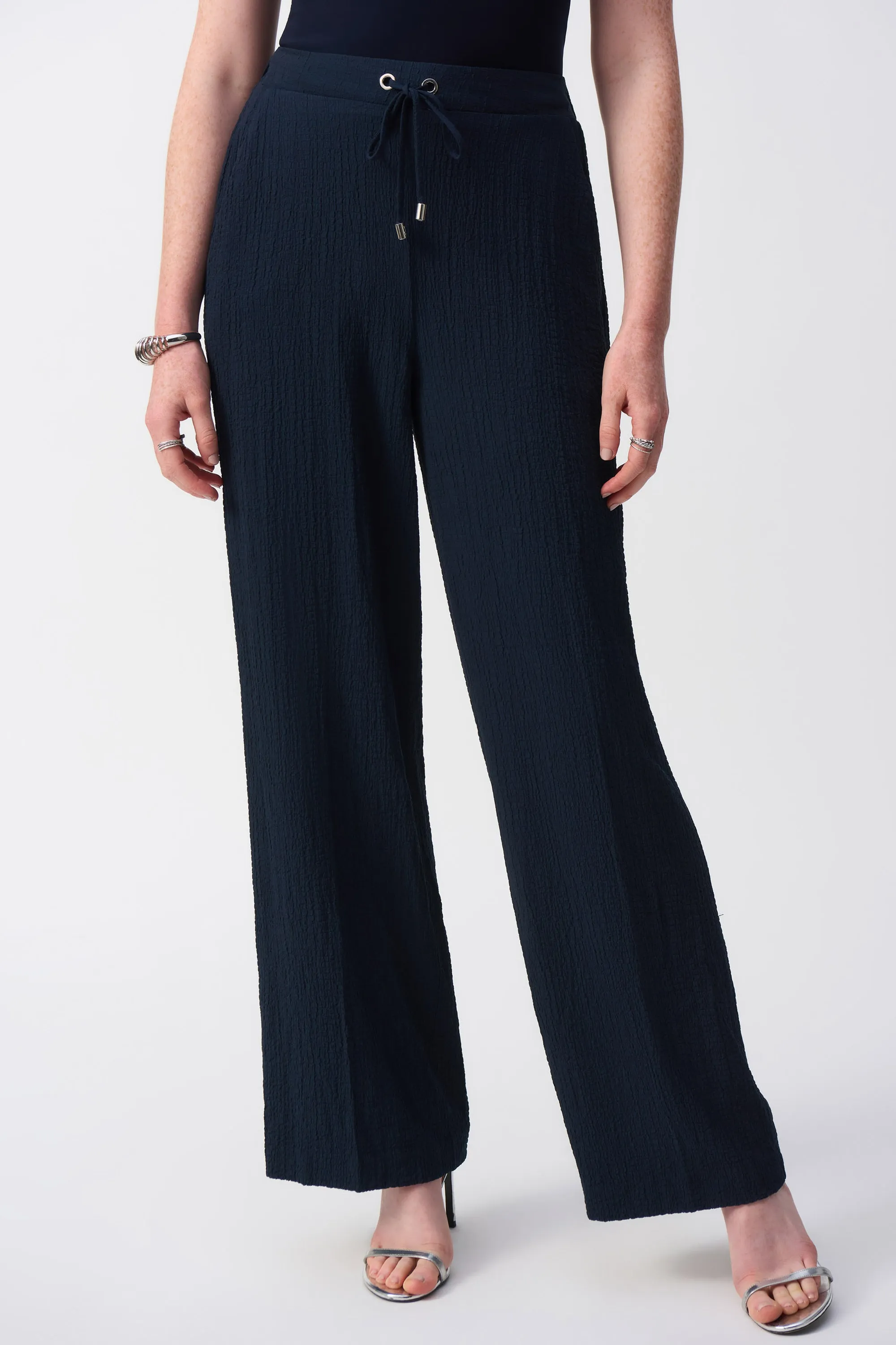 MIDNIGHT BLUE SEERSUCKER WIDE LEG PANT