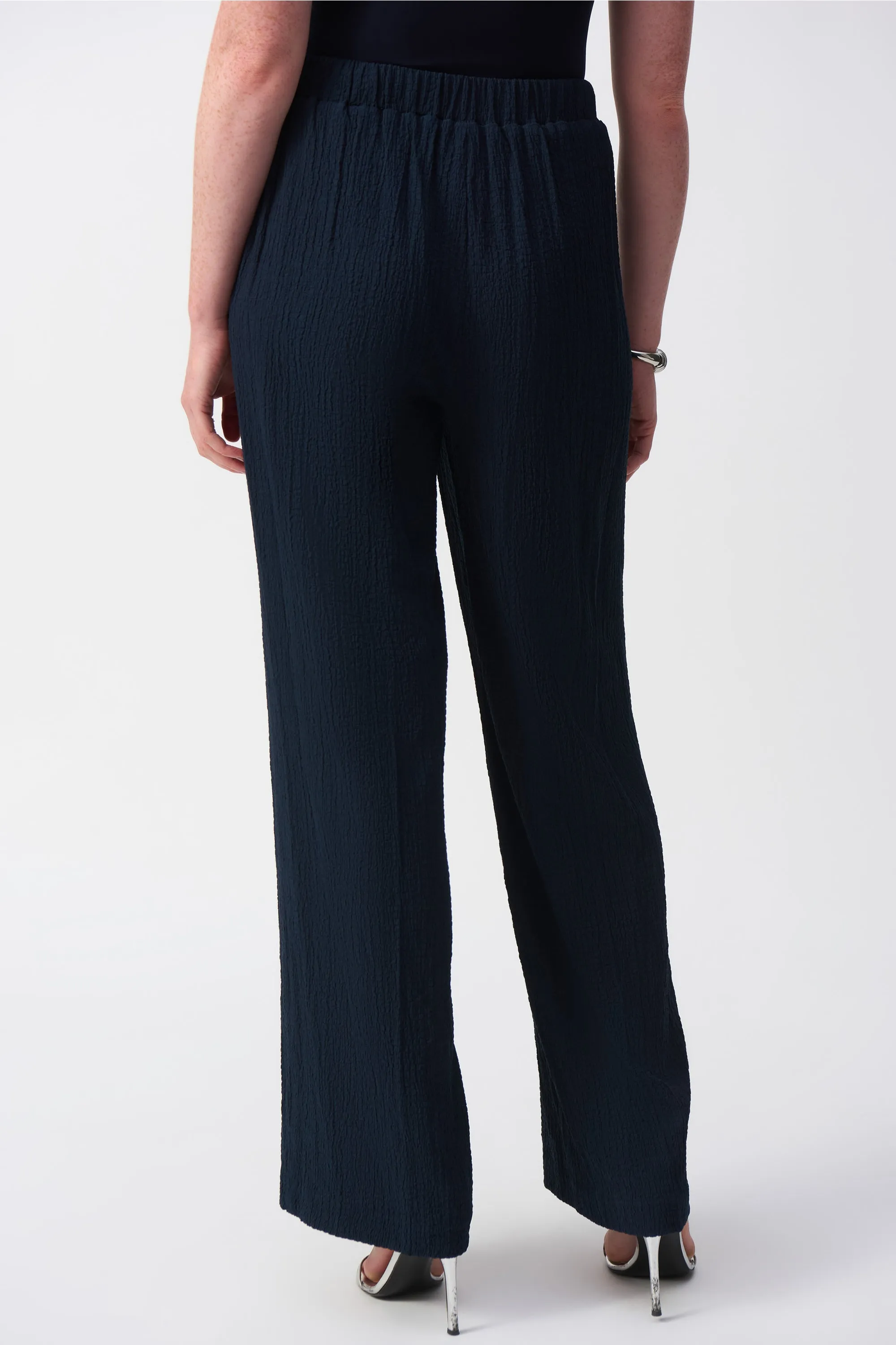 MIDNIGHT BLUE SEERSUCKER WIDE LEG PANT