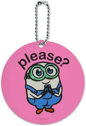Minions Please Cute Bob Round Luggage ID Tag Card Suitcase Carry-On