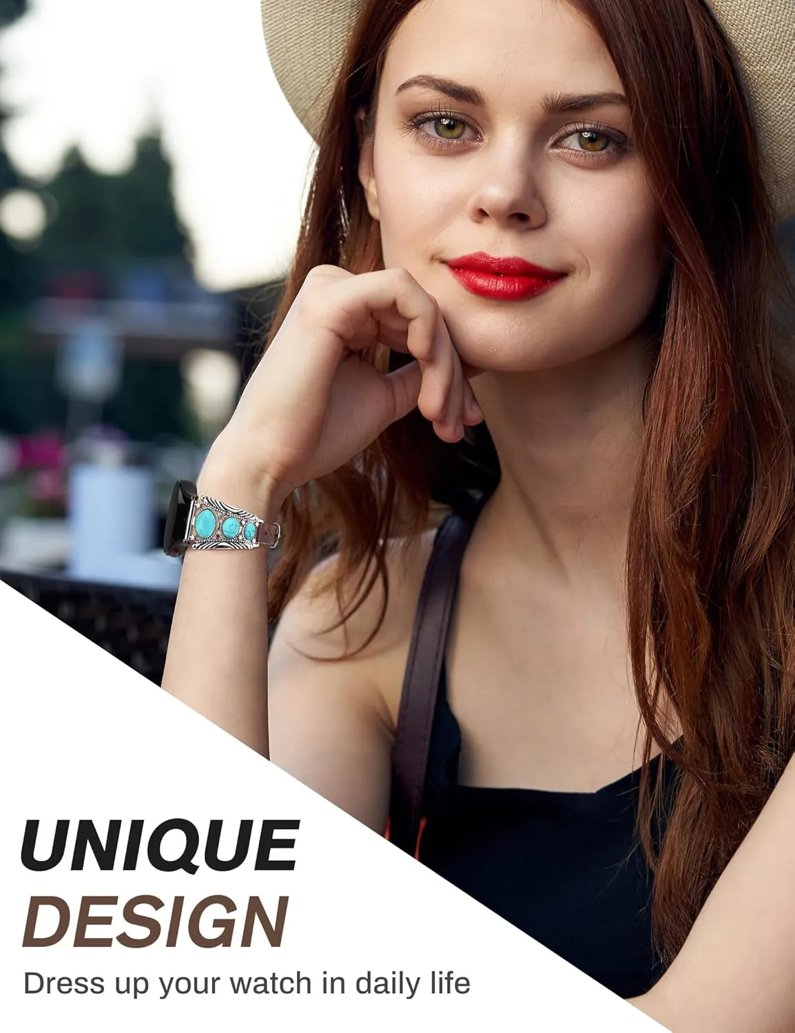 Minyee Leather Band Compatible with Samsung Galaxy Watch 7/6/5/4/FE/Active 2 40mm 44mm/Watch 6 Classic 43mm 47mm/Watch 5 Pro 45mm Band Women, Western Turquoise Boho Vintage Jewelry 20mm Watch Strap