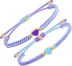 MJartoria BFF Bracelets for 2-Heart Matching Bracelets Adjustable Strand Best Friends Bracelet Friendship Bracelets Jewelry Gifts for Teen Women Couples