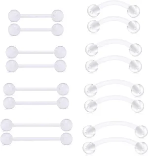 MODRSA Nipple Rings Tongue Rings 14 gauge Surgical Steel Nipple Piercing Nipple Bar Tongue Piercing Jewelry Tongue Piercing for Women