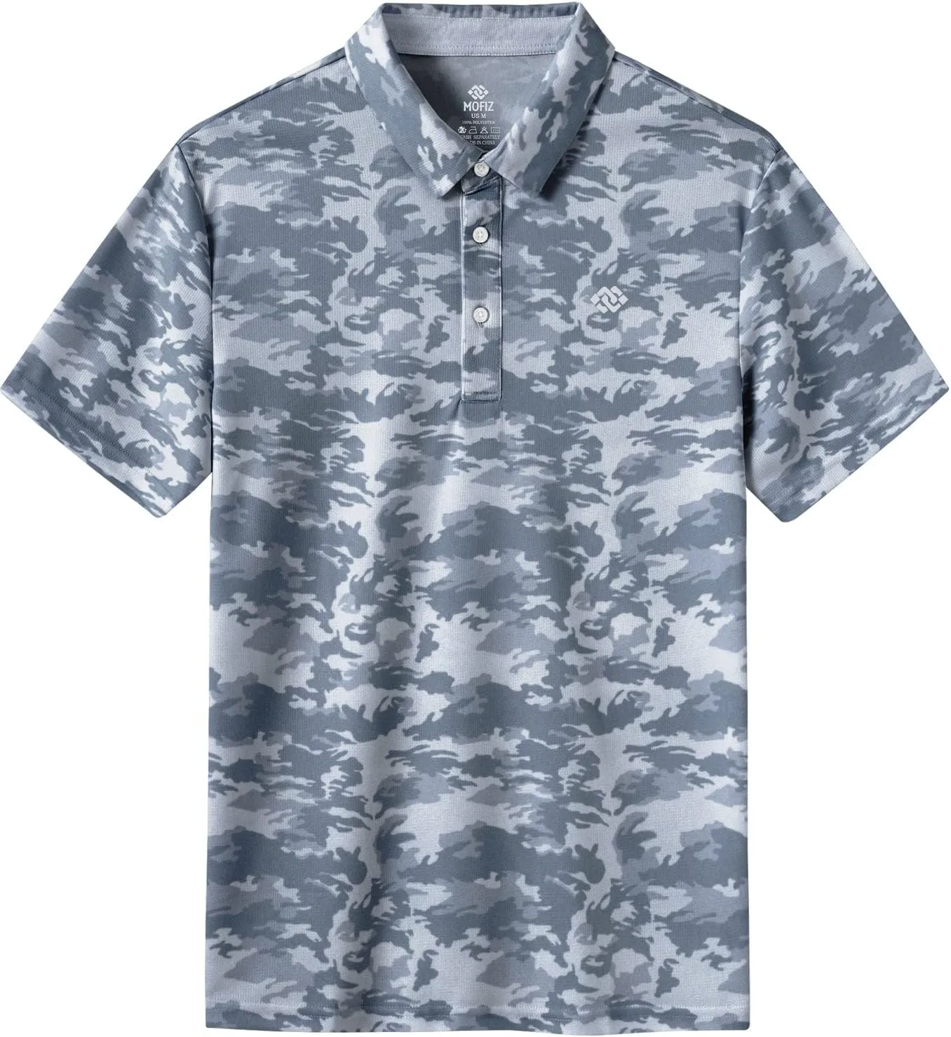MoFiz Men's Camo Polo Golf Shirt Hiking Dry Fit Short Sleeve T-Shirts Pique Collared Polo Jersey