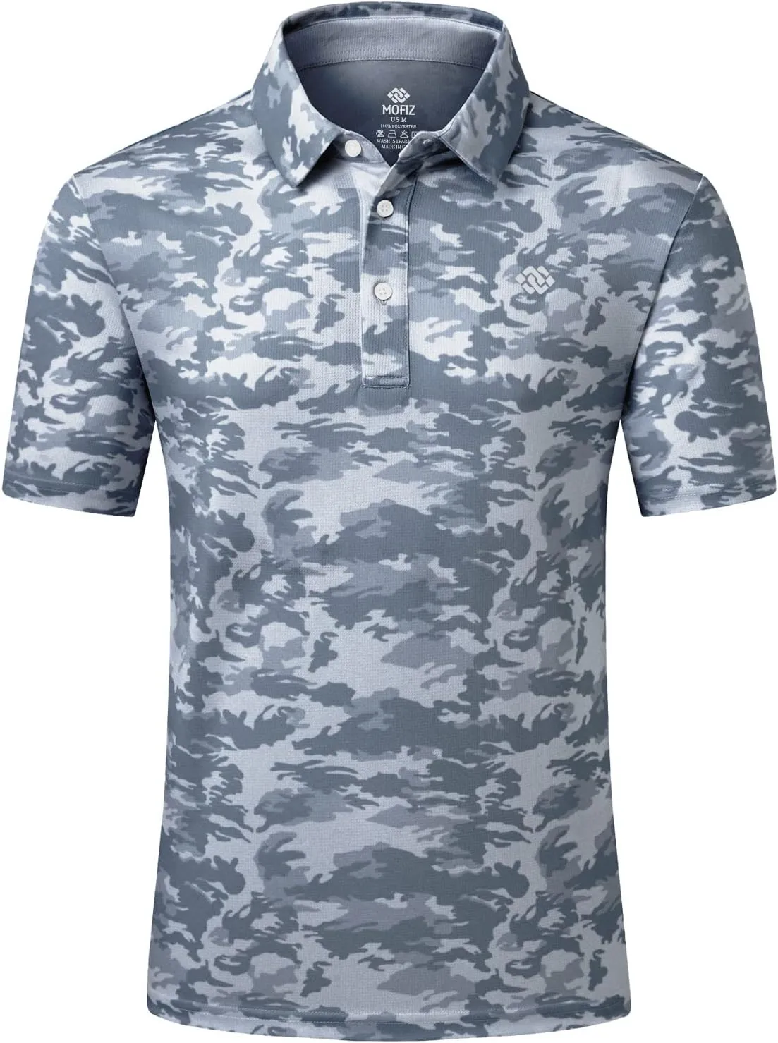 MoFiz Men's Camo Polo Golf Shirt Hiking Dry Fit Short Sleeve T-Shirts Pique Collared Polo Jersey