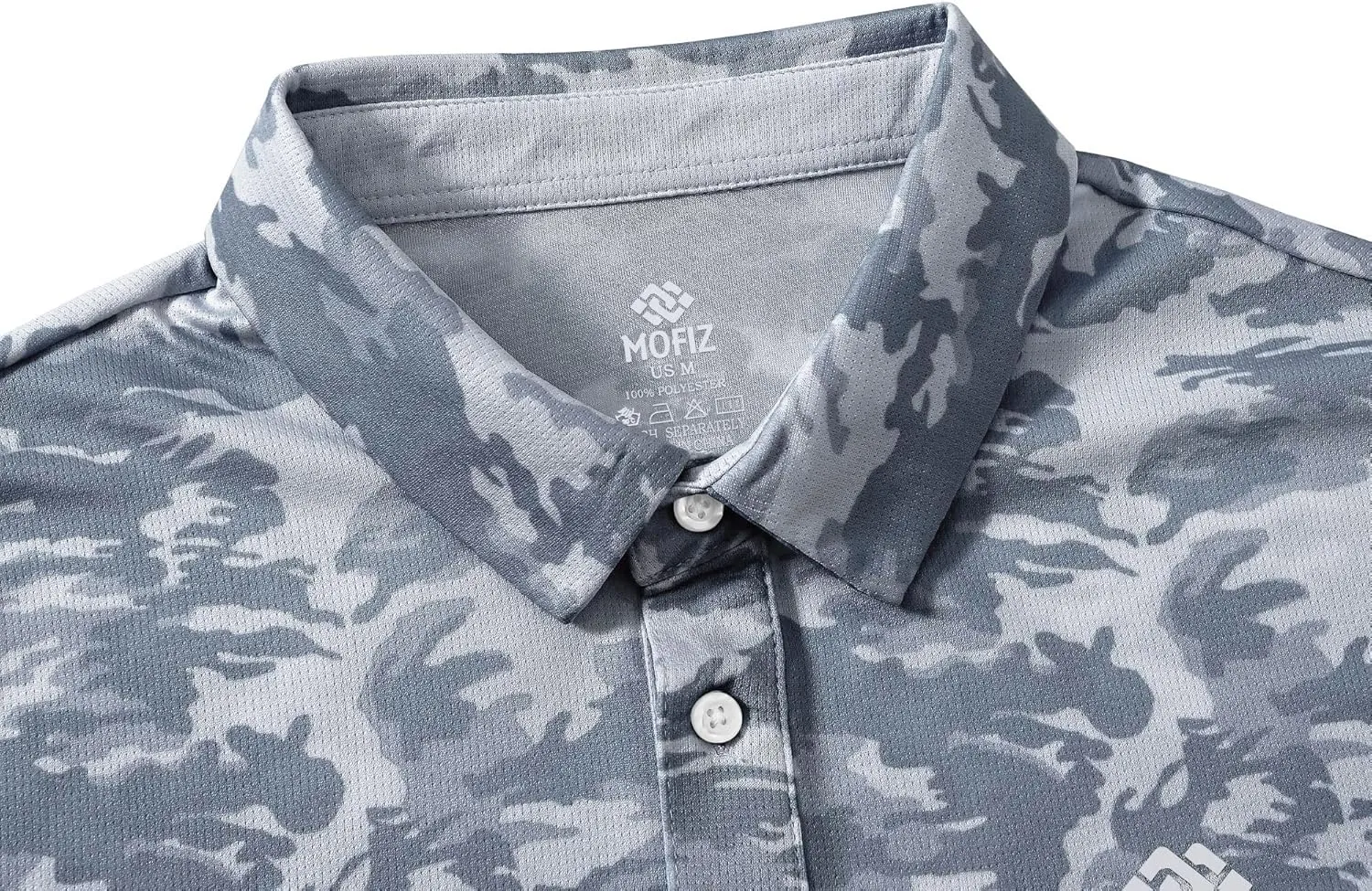 MoFiz Men's Camo Polo Golf Shirt Hiking Dry Fit Short Sleeve T-Shirts Pique Collared Polo Jersey