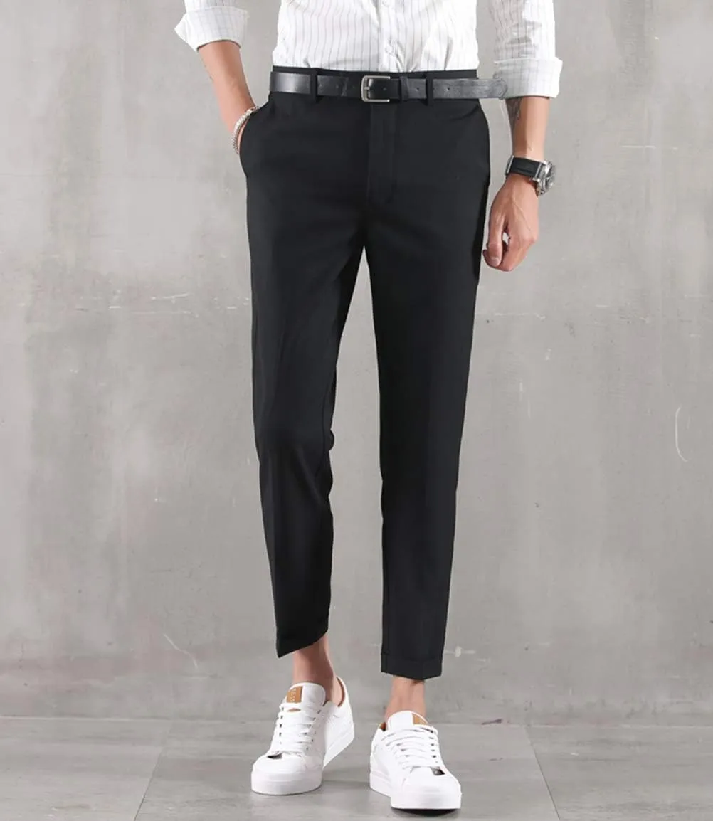 MOGU Ankle-Length Dress Pants for Men Slim Fit Cropped Trousers