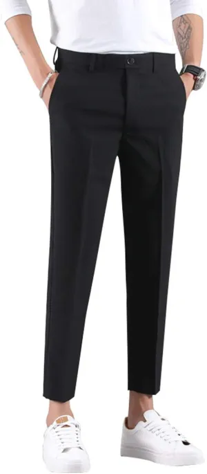 MOGU Ankle-Length Dress Pants for Men Slim Fit Cropped Trousers