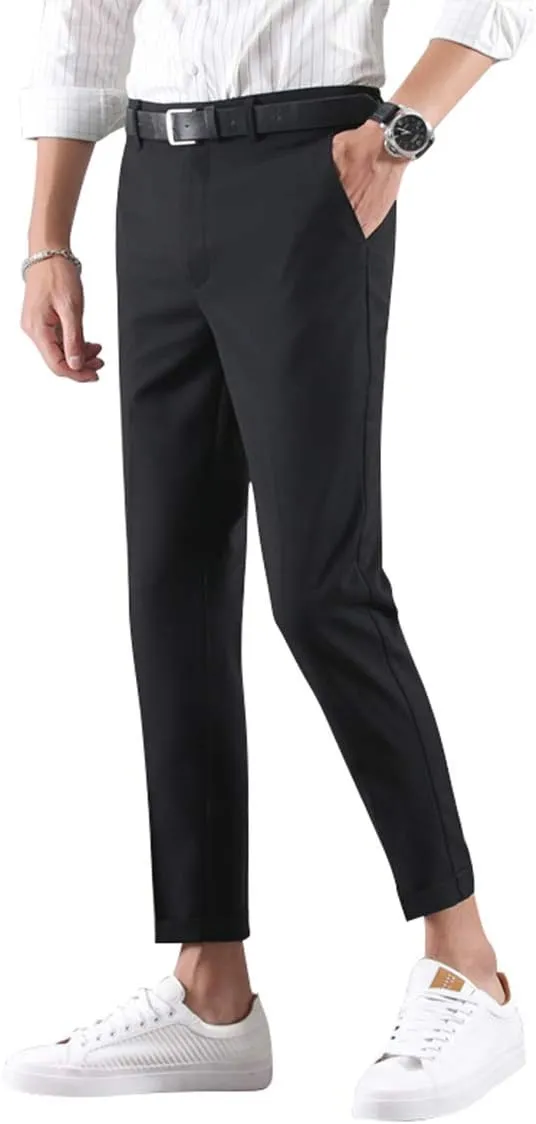 MOGU Ankle-Length Dress Pants for Men Slim Fit Cropped Trousers