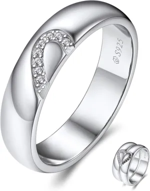 MomentWish Wedding Ring for Men, Moissanite Engagement Ring for Him, 925 Sterling Silver Ring for Women or Men, Anniversary Ring Valentine's Day Gift for Men