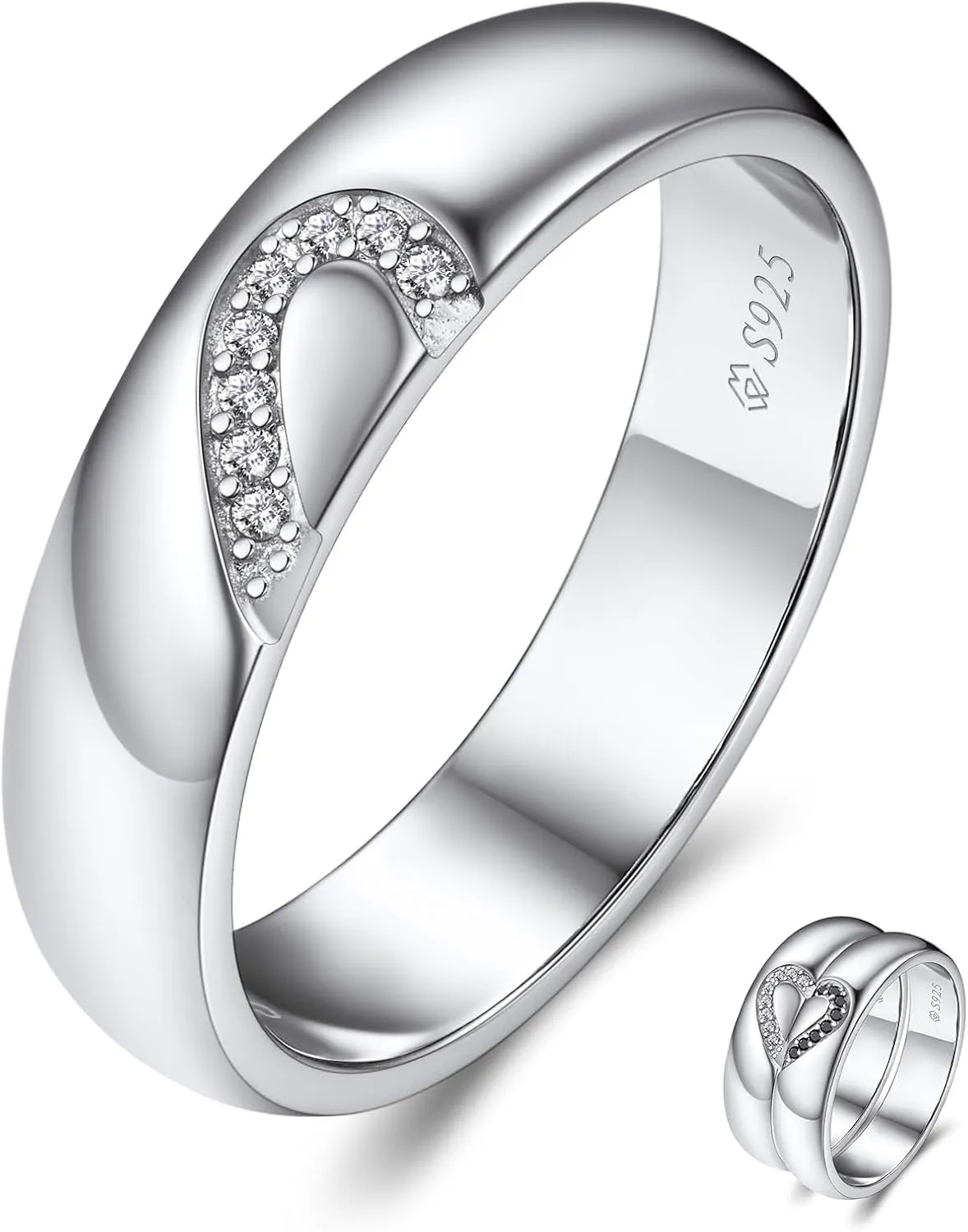 MomentWish Wedding Ring for Men, Moissanite Engagement Ring for Him, 925 Sterling Silver Ring for Women or Men, Anniversary Ring Valentine's Day Gift for Men