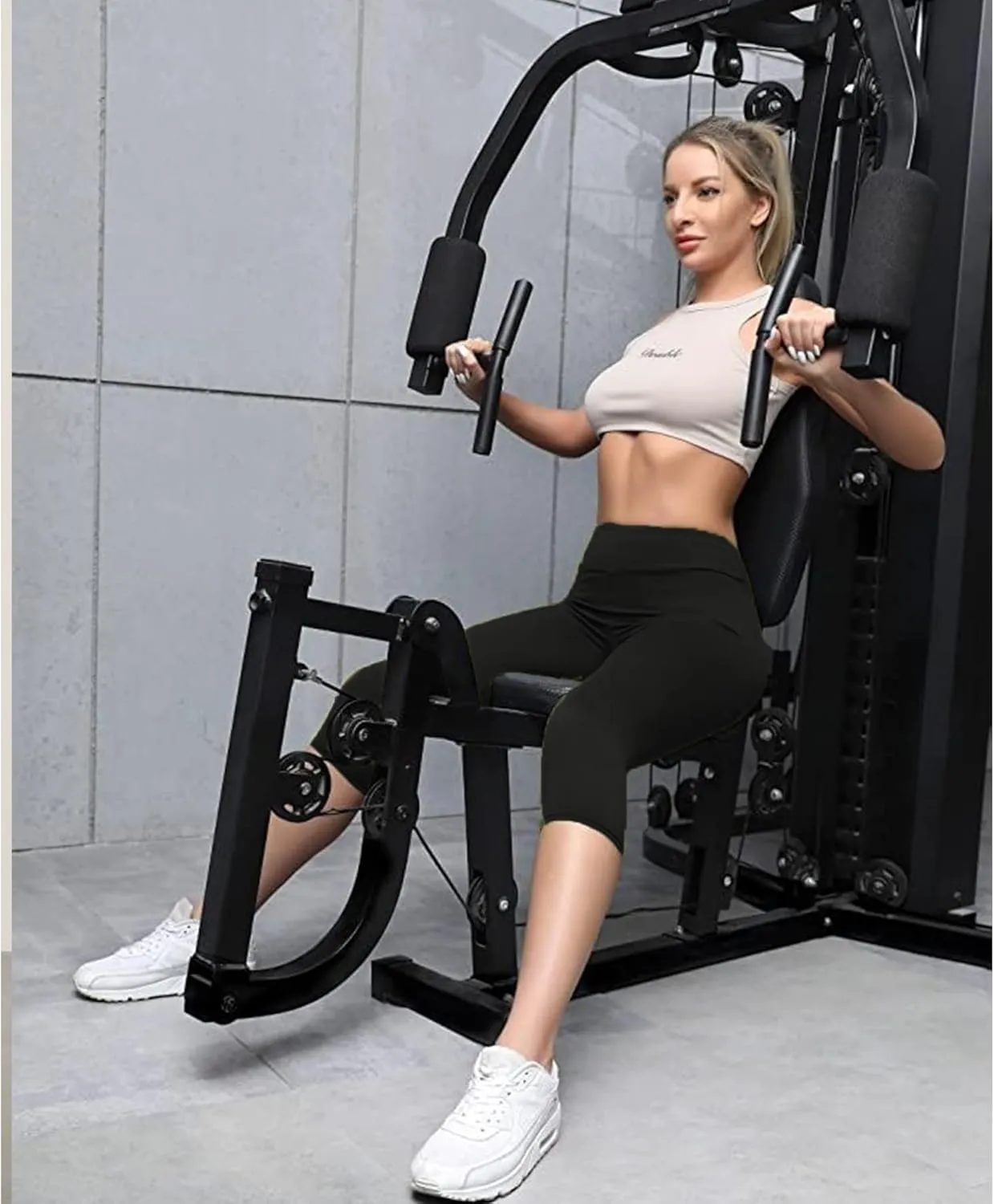 MOREFEEL Women's Knee Length Leggings-High Waist Capri Pants for Women Yoga Workout Biker Shorts Casual Summer