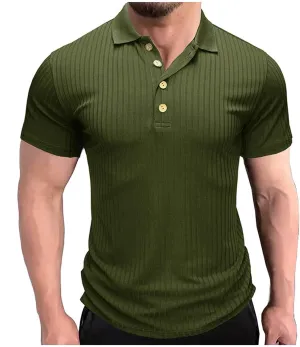 Muscularfit Short Sleeve Button Up Shirts for Men Casual Stylish Striped Summer Tee Regular-Fit Big and Tall Black T Shirt