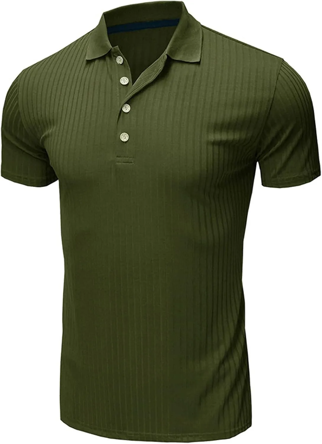 Muscularfit Short Sleeve Button Up Shirts for Men Casual Stylish Striped Summer Tee Regular-Fit Big and Tall Black T Shirt