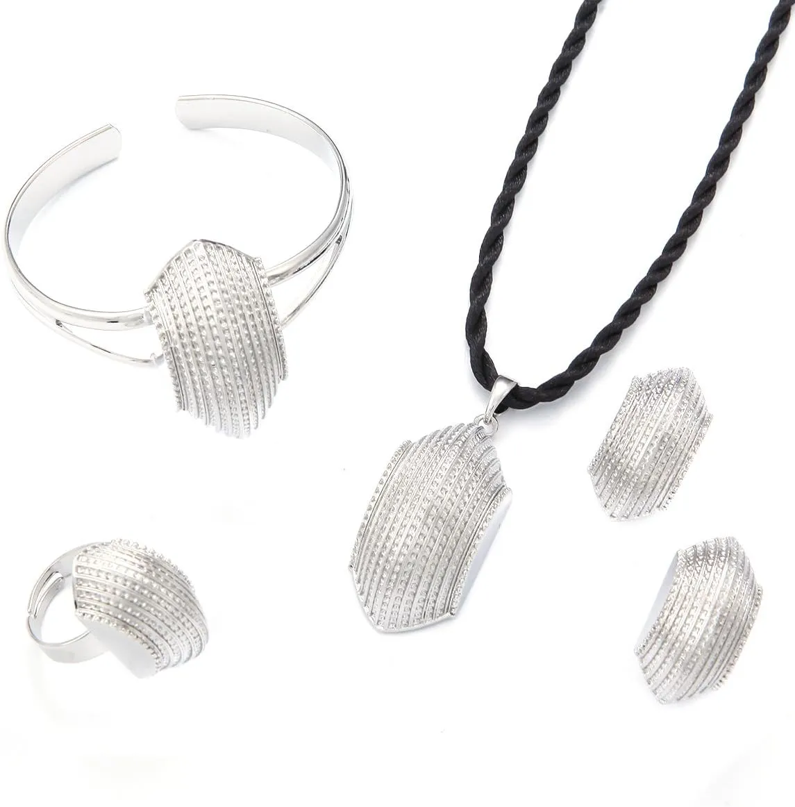 New Habesha Set Jewelry Ethiopian Gold and Sliver Necklace Earrings Ring Bangle Jewelry Set