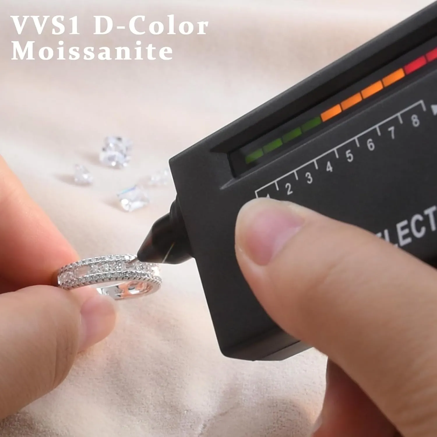Newshe Jewellery Moissanite Rings for Women 925 Sterling Silver Wedding Bands Pave Emerald Eternity Band Ring Size 5-13