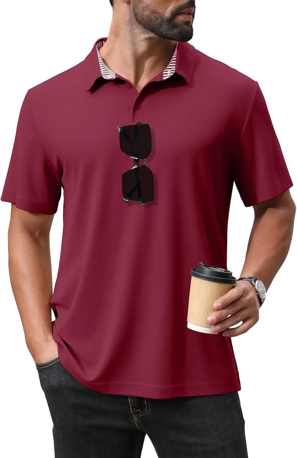 NIASHOT Polo Shirts for Men Summer Short Sleeve Golf Polos Quick-Dry Moisture Wicking T-Shirts Fashion Clothes Mens Gifts