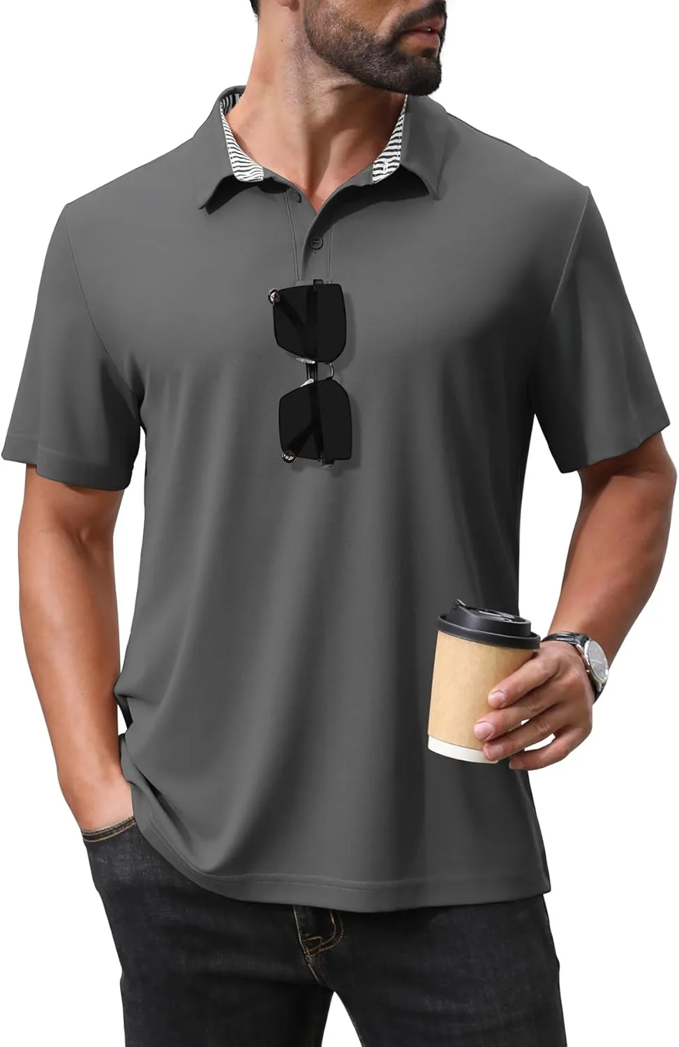 NIASHOT Polo Shirts for Men Summer Short Sleeve Golf Polos Quick-Dry Moisture Wicking T-Shirts Fashion Clothes Mens Gifts