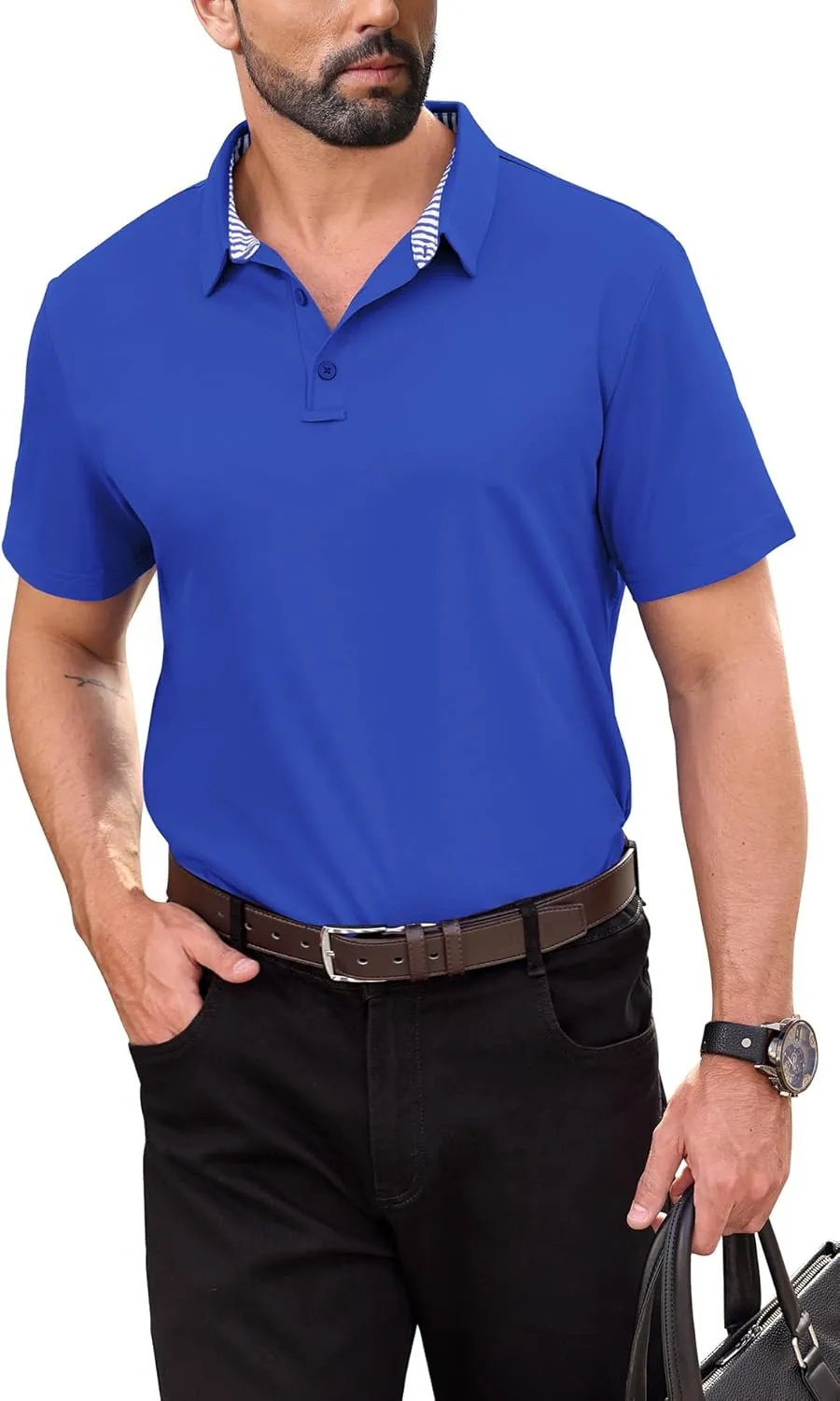 NIASHOT Polo Shirts for Men Summer Short Sleeve Golf Polos Quick-Dry Moisture Wicking T-Shirts Fashion Clothes Mens Gifts