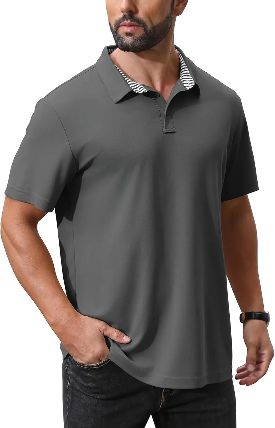 NIASHOT Polo Shirts for Men Summer Short Sleeve Golf Polos Quick-Dry Moisture Wicking T-Shirts Fashion Clothes Mens Gifts