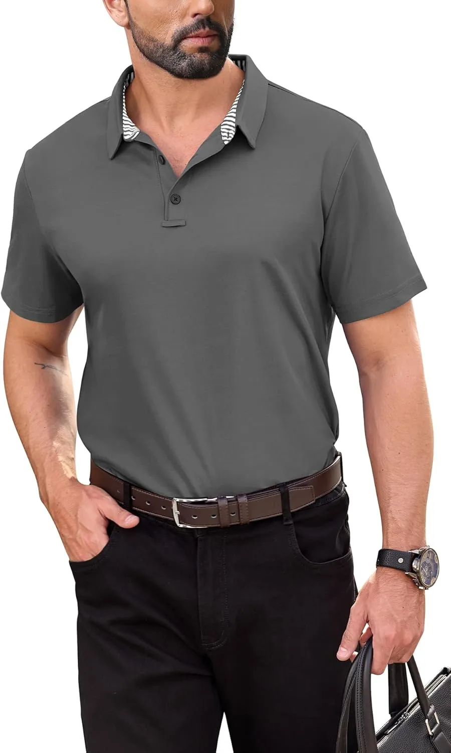NIASHOT Polo Shirts for Men Summer Short Sleeve Golf Polos Quick-Dry Moisture Wicking T-Shirts Fashion Clothes Mens Gifts