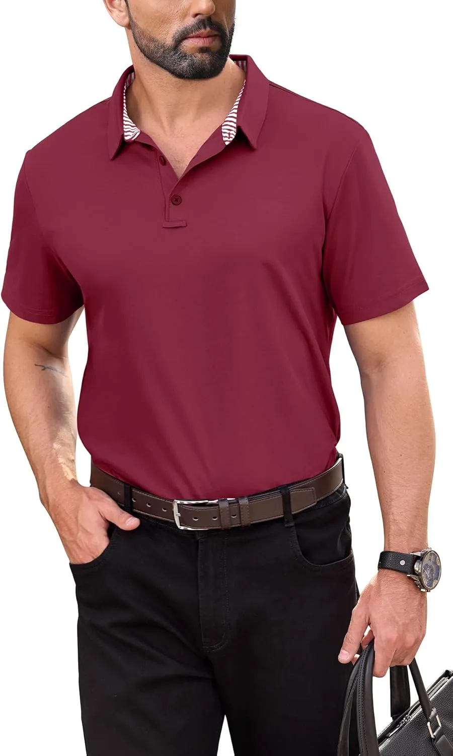 NIASHOT Polo Shirts for Men Summer Short Sleeve Golf Polos Quick-Dry Moisture Wicking T-Shirts Fashion Clothes Mens Gifts
