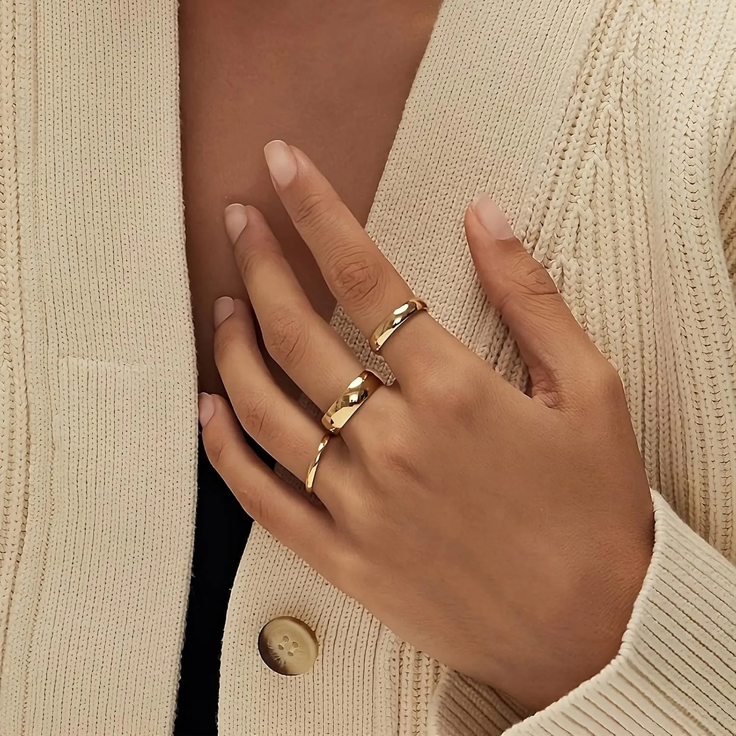 NOKMIT 2mm 4mm 6mm Gold Wedding Bands for Women Men Tungsten Dainty Gold Dome Rings Thumb Pinky Ring High Polish Non Tarnish Comfort Fit Size 4-12