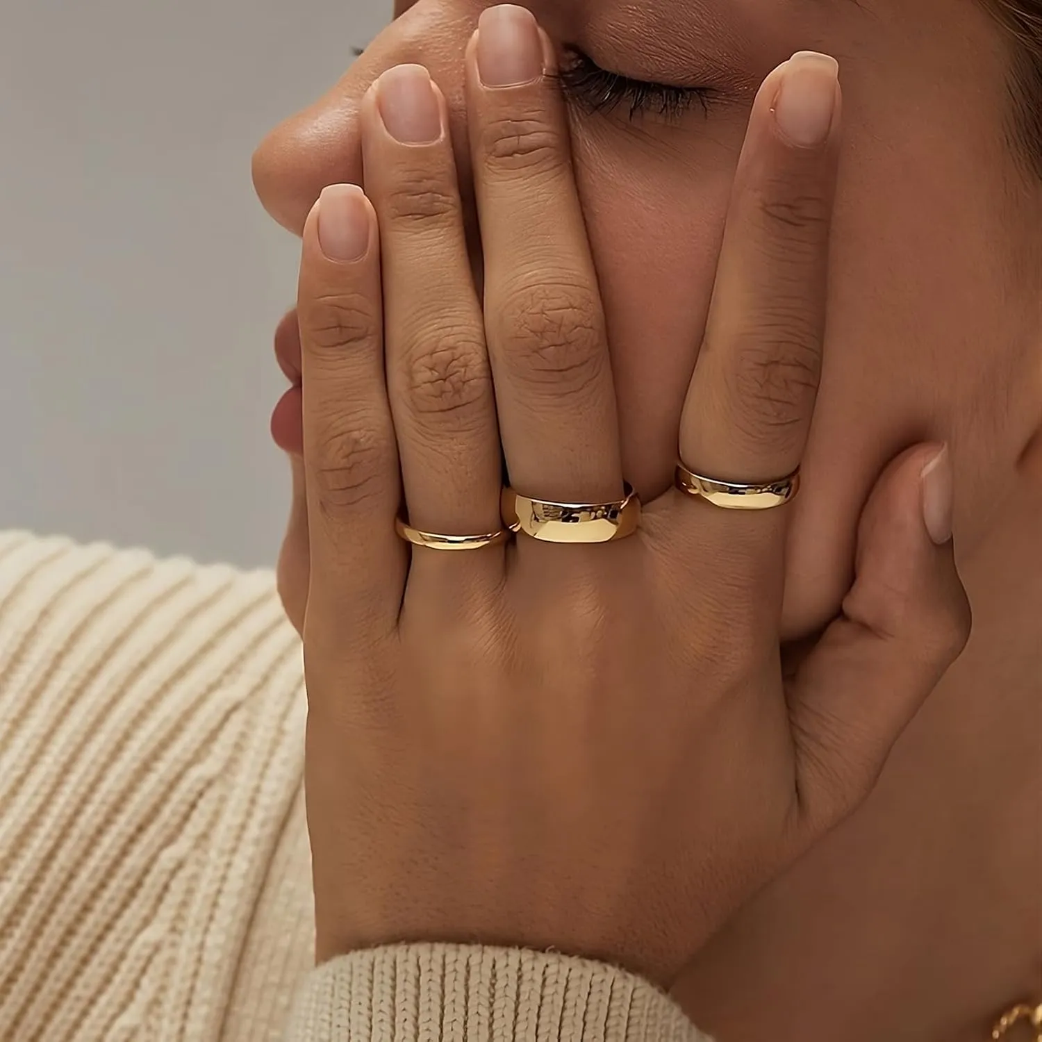 NOKMIT 2mm 4mm 6mm Gold Wedding Bands for Women Men Tungsten Dainty Gold Dome Rings Thumb Pinky Ring High Polish Non Tarnish Comfort Fit Size 4-12