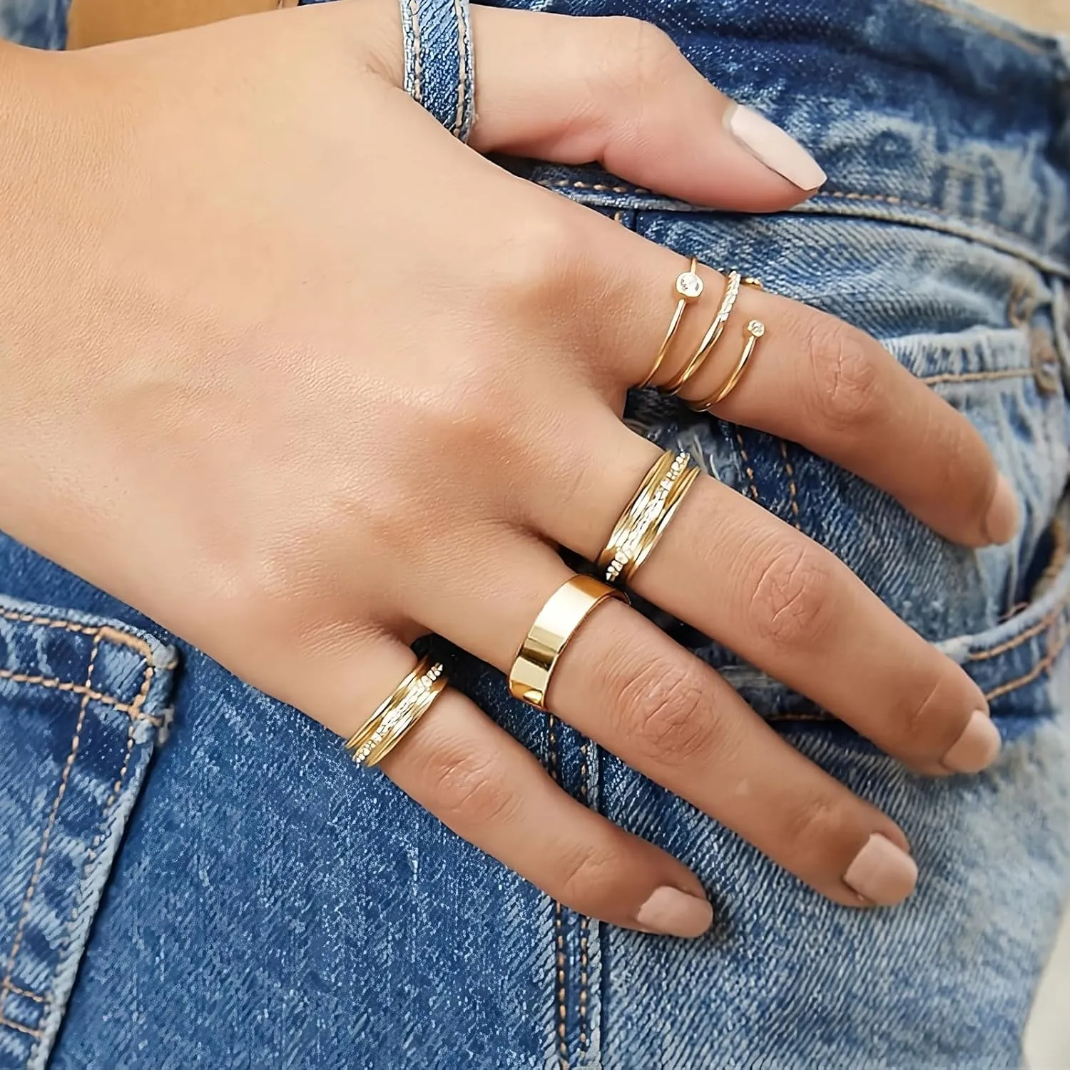 NOKMIT 5mm 14K Gold Filled Rings for Women Girls Dainty Thick Wedding Band Couple Anniversary Engagement Thumb Ring Gifts High Polished Plain Flat Cigar Band Tarnish Resistant Comfort Fit Size 4 to 11