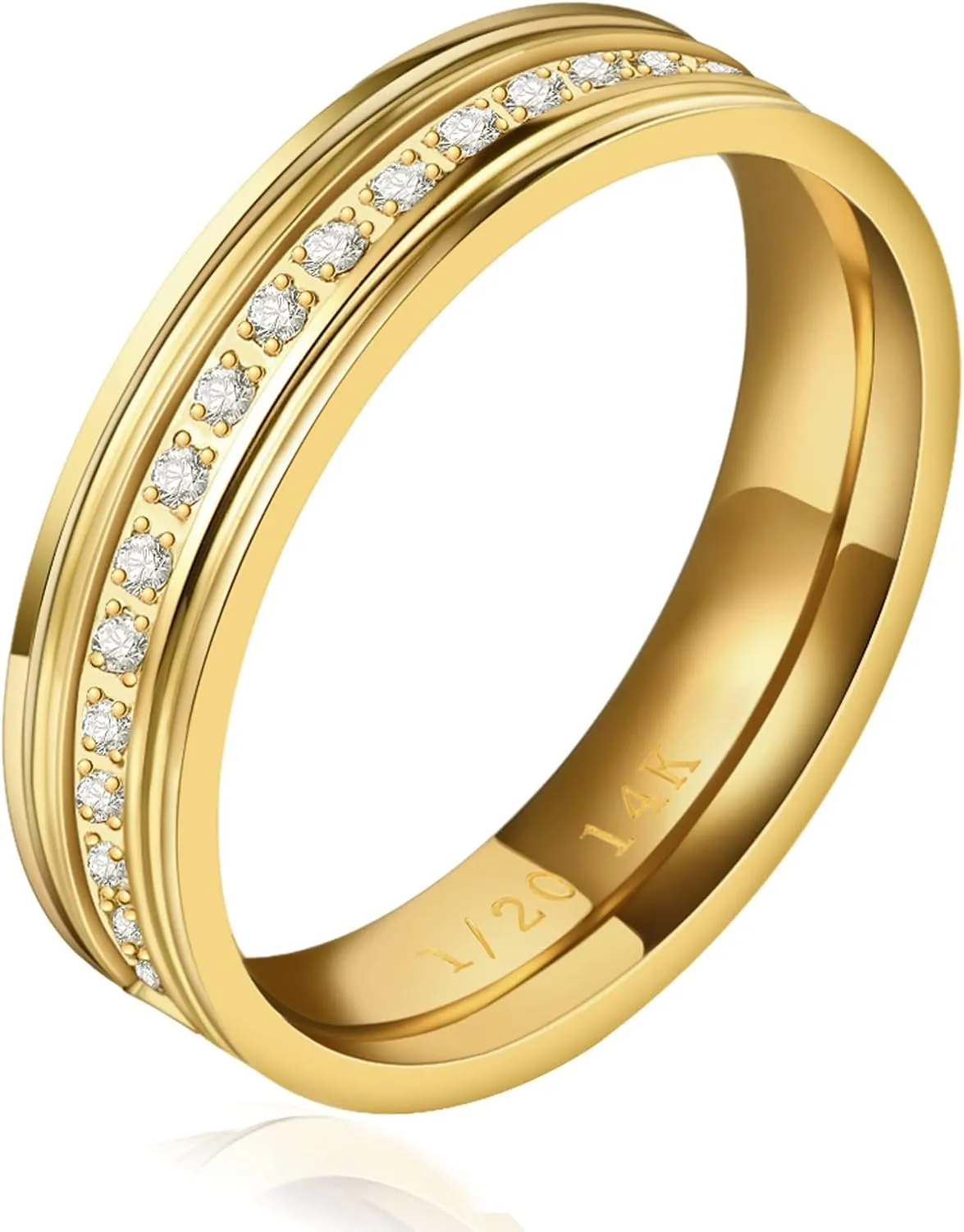NOKMIT 5mm 14K Gold Filled Rings for Women Girls Dainty Thick Wedding Band Couple Anniversary Engagement Thumb Ring Gifts High Polished Plain Flat Cigar Band Tarnish Resistant Comfort Fit Size 4 to 11