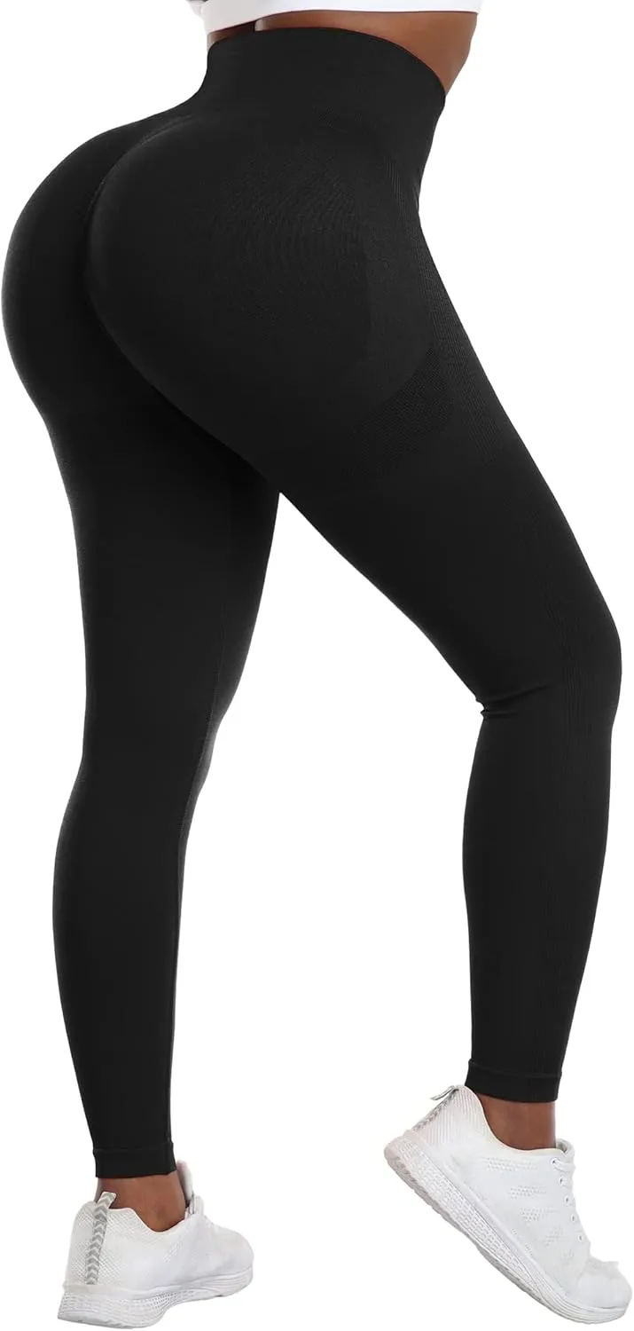 NORMOV 4 Piece Butt Lifting Workout Leggings for Women, Seamless Gym Scrunch Booty Lifting Sets